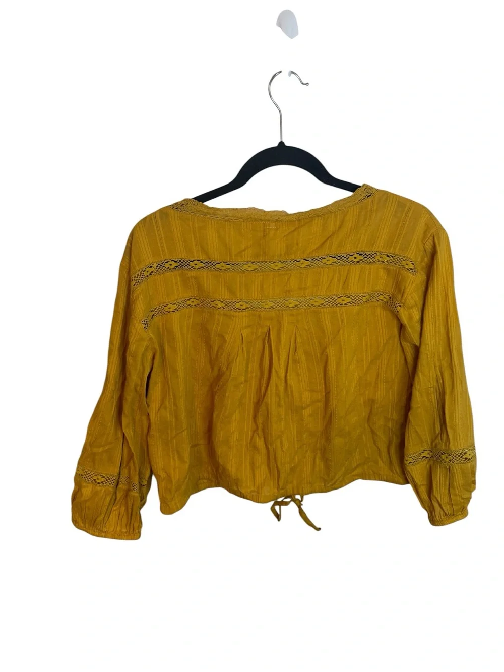 Free People Mustard Yellow Follow Your Heart Embroidered Peasant Blouse